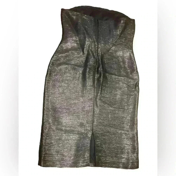 Ralph Lauren Collection Purple Label Metallic Strapless Cocktail Mini Dress L XL - Picture 9 of 16